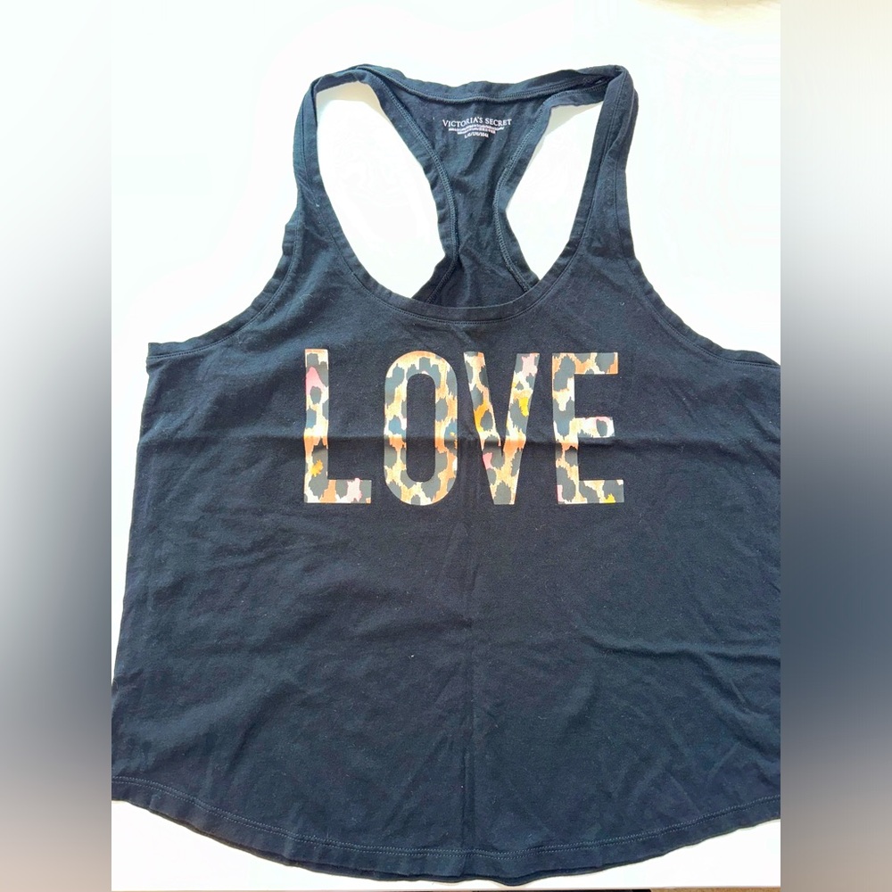 Victoria's Secret Y2K Vintage black animal print cotton Tank Top Size Large